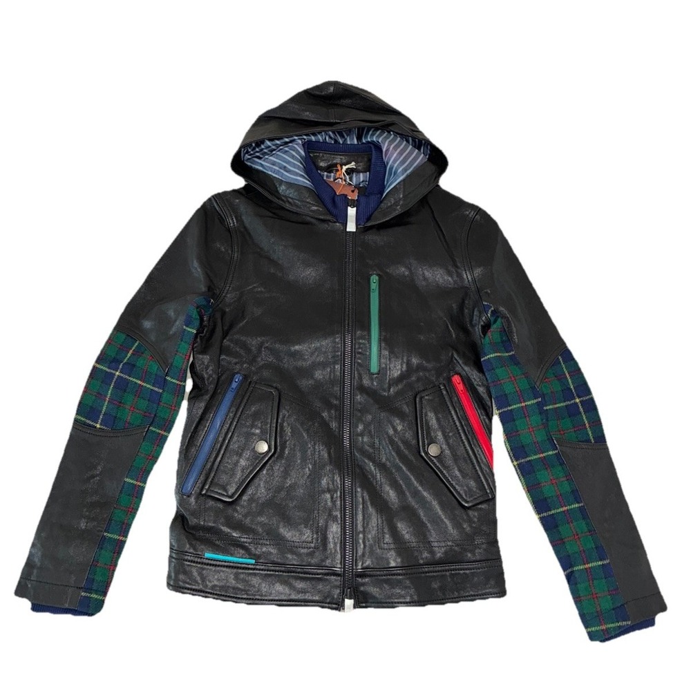 Chevignon France Jacket Men's XS Black‎ Italian Lamb Leather Mixed Material NEW